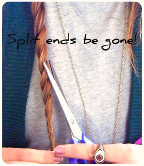Sick of split ends? No worries, just twist your hair, see the nasty ends sticking out and snip away!