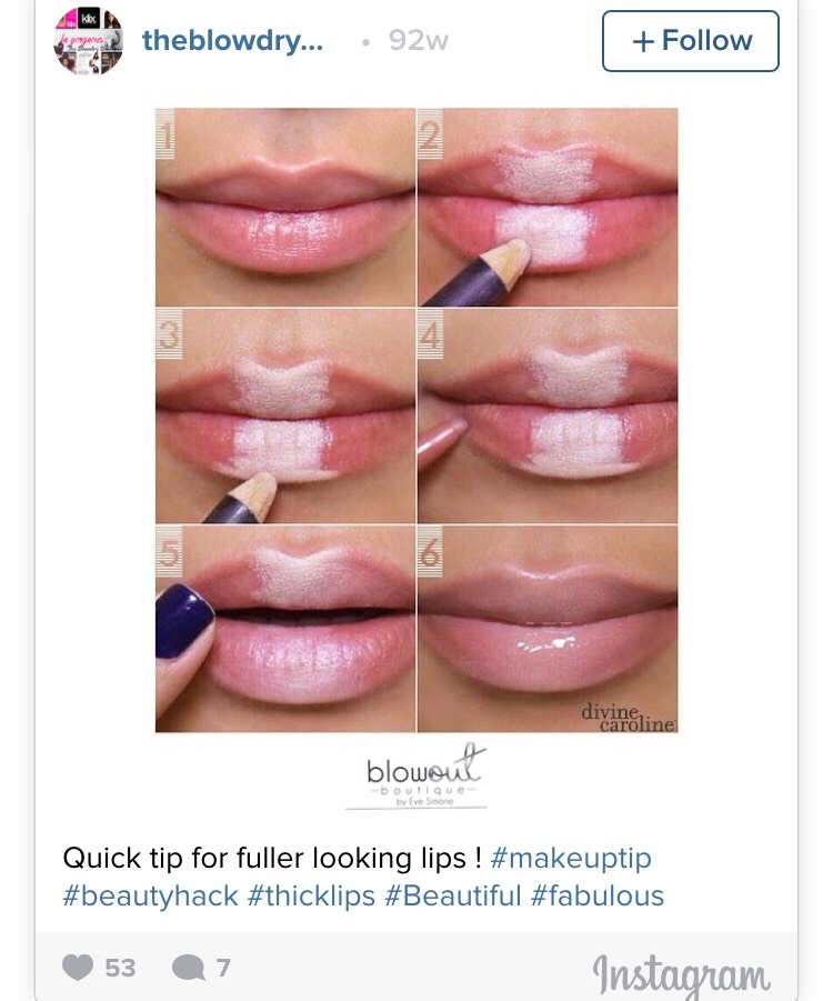 If you want to fake fuller lips, applying light pencil in the center of your lips will do the trick.
