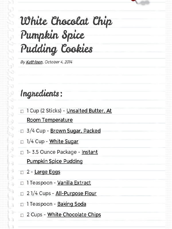 🌟White Chocolate chip Pumpkin Spice Pudding Cookies🌟😍