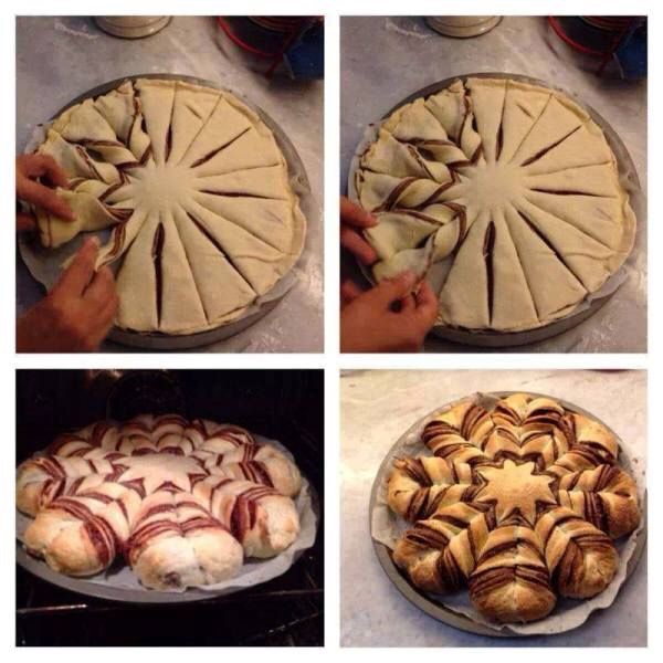 Layer upon layer of bread dough and Nutella to make this beautiful and sweet bread. Sprinkle some cinnamon sugar on top before baking