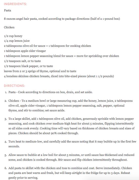 Honey Lemon Chicken With Angel Hair Pasta - Easy And Yummm!!!