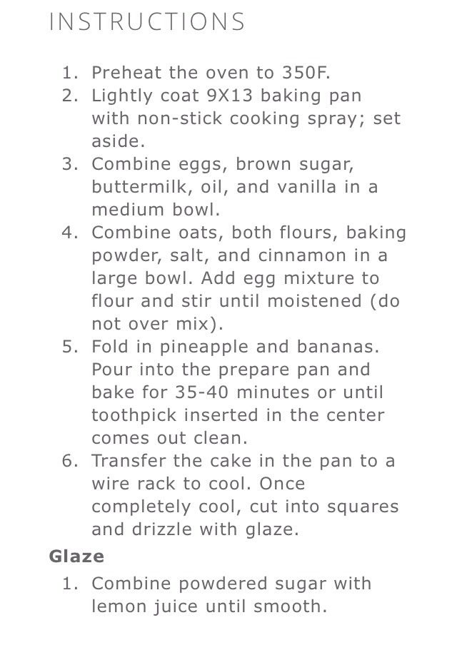 Banana Pineapple Oatmeal Breakfast Bars