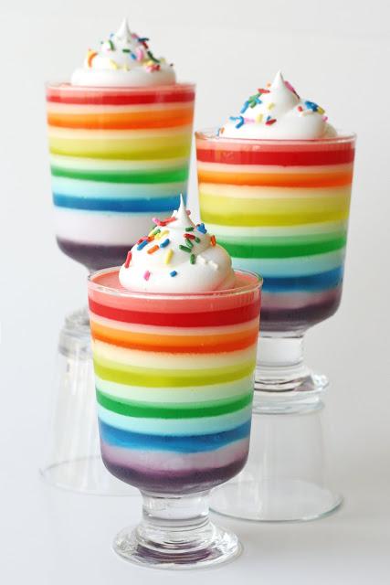  Rainbow Jello Parfait {Family Fun Craft} ~ These layers of colorful rainbows and whipped topping are the perfect treat for your rainbow themed party or a colorful way to brighten your day when you need a sweet treat.