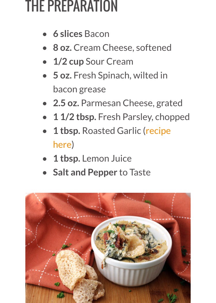 Bacon And Roasted Garlic Spinach Dip
