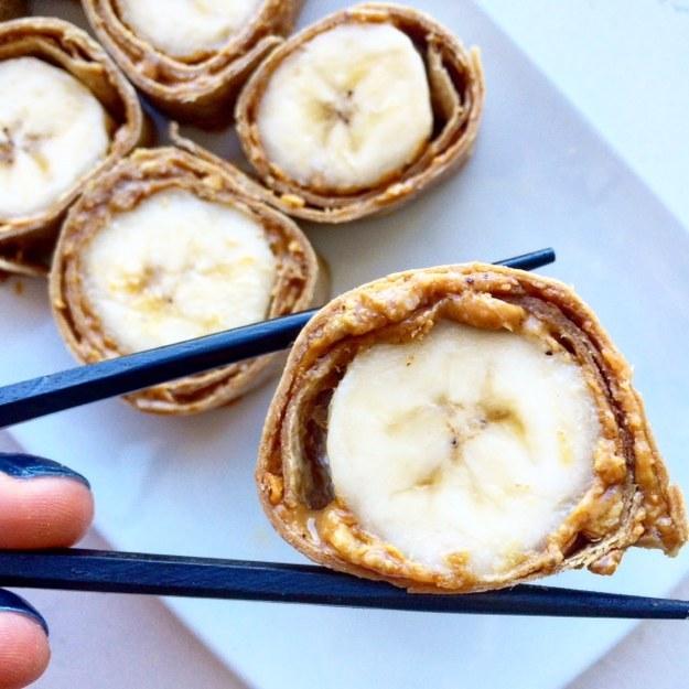 12. Peanut Butter and Banana “Sushi”

https://www.facebook.com/BuzzFeedHealth/videos/1039084379477511/
