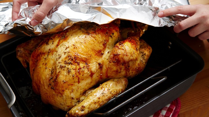 5. Cover with foil and pop it into the oven!
