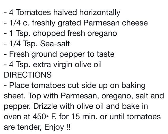 Healthy Appetizer Or Side Dish! Baked Parmesan Tomatoes 