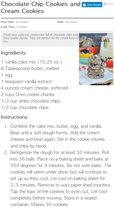Chocolate Chip "Cookies & Cream" Cookies!