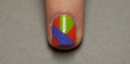 Now you've got your patches! If you're a whizz with a nail art brush, you could get to this point without using tape.
