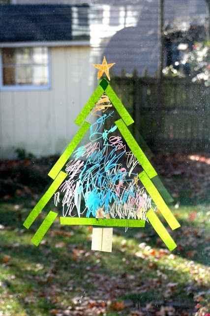 Crayon tree on your window for your kids to enjoy.