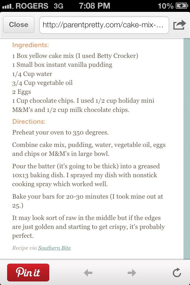 Cake Mix Cookie Bars!!! So Good!