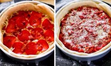 Chicago style deep dish pizza 