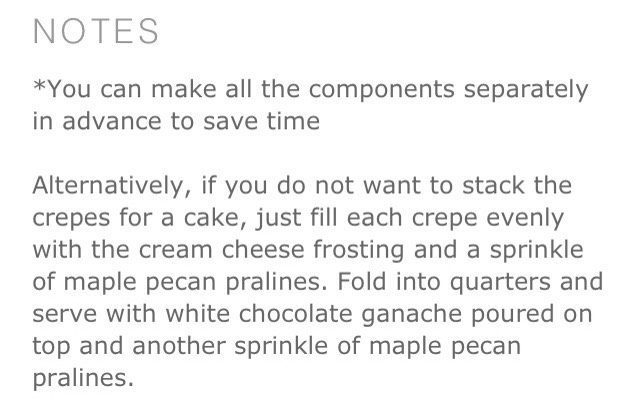 Maple pecan praline crepe cake