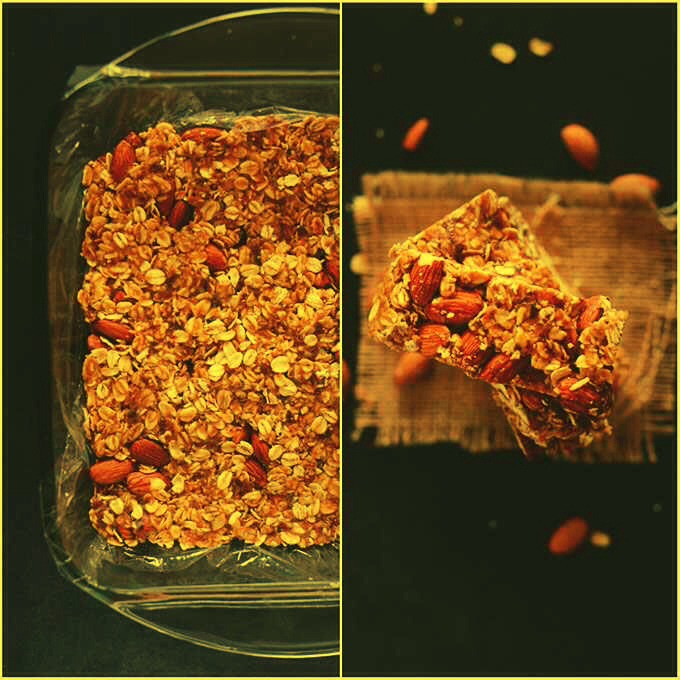 HEALTHY 5-INGREDIENT GRANOLA BARS... no bake,sweet & crunchy texture. RECIPE📜