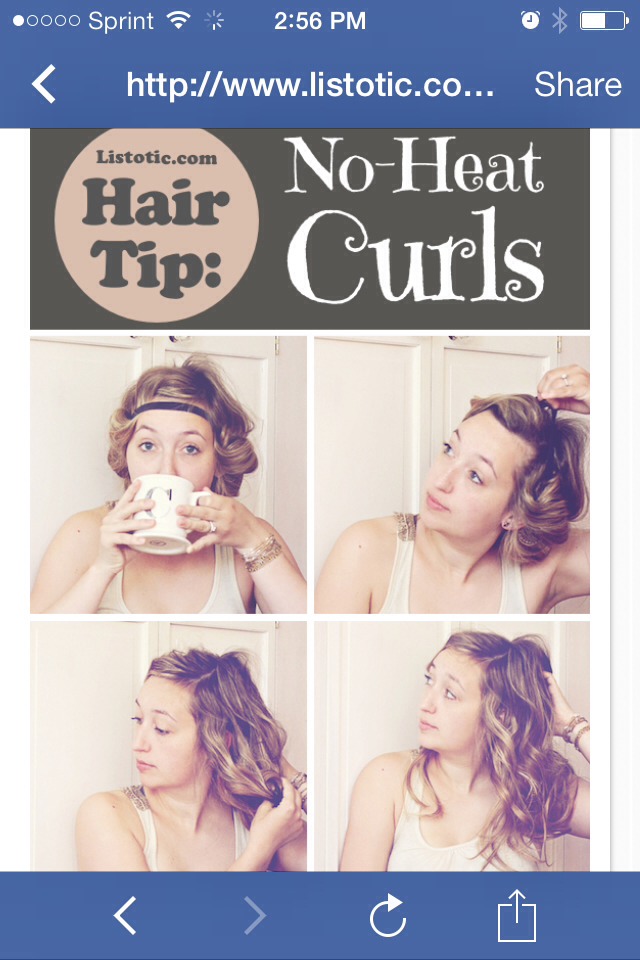 If you like to wash your hair in the morning, this one won’t work for you, but you’d be surprised at the natural curls you get from just sleeping with your hair tucked in and around a head band.