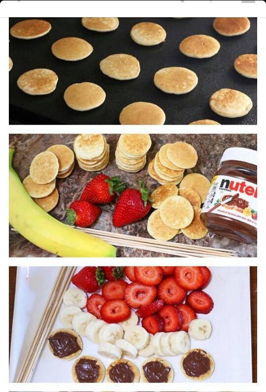 Nutella with fresh slices of banana and strawberry – it's breakfast on a stick!