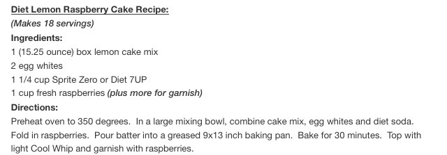 Diet Lemon Raspberry Cake