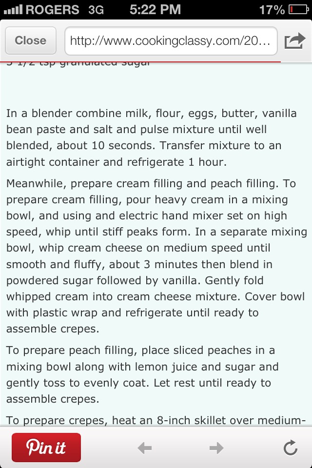 Vanilla Bean Crepes With Peaches And Cream!