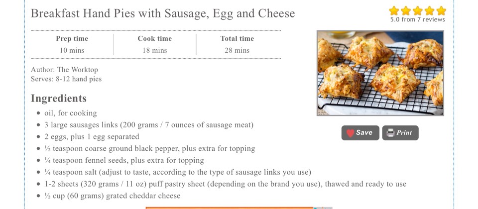 BREAKFAST HAND PIES WITH SAUSAGE, EGG AND CHEESE