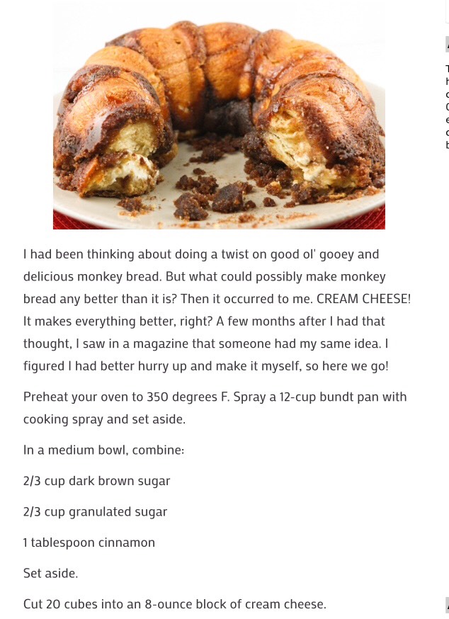 Cream Cheese Stuffed Monkey Bread YUM!