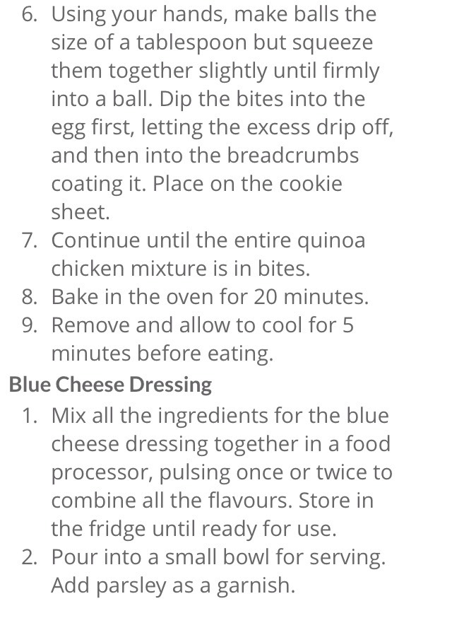 Healthy Buffalo Quinoa Chicken Bites With Blue Cheese Dip 