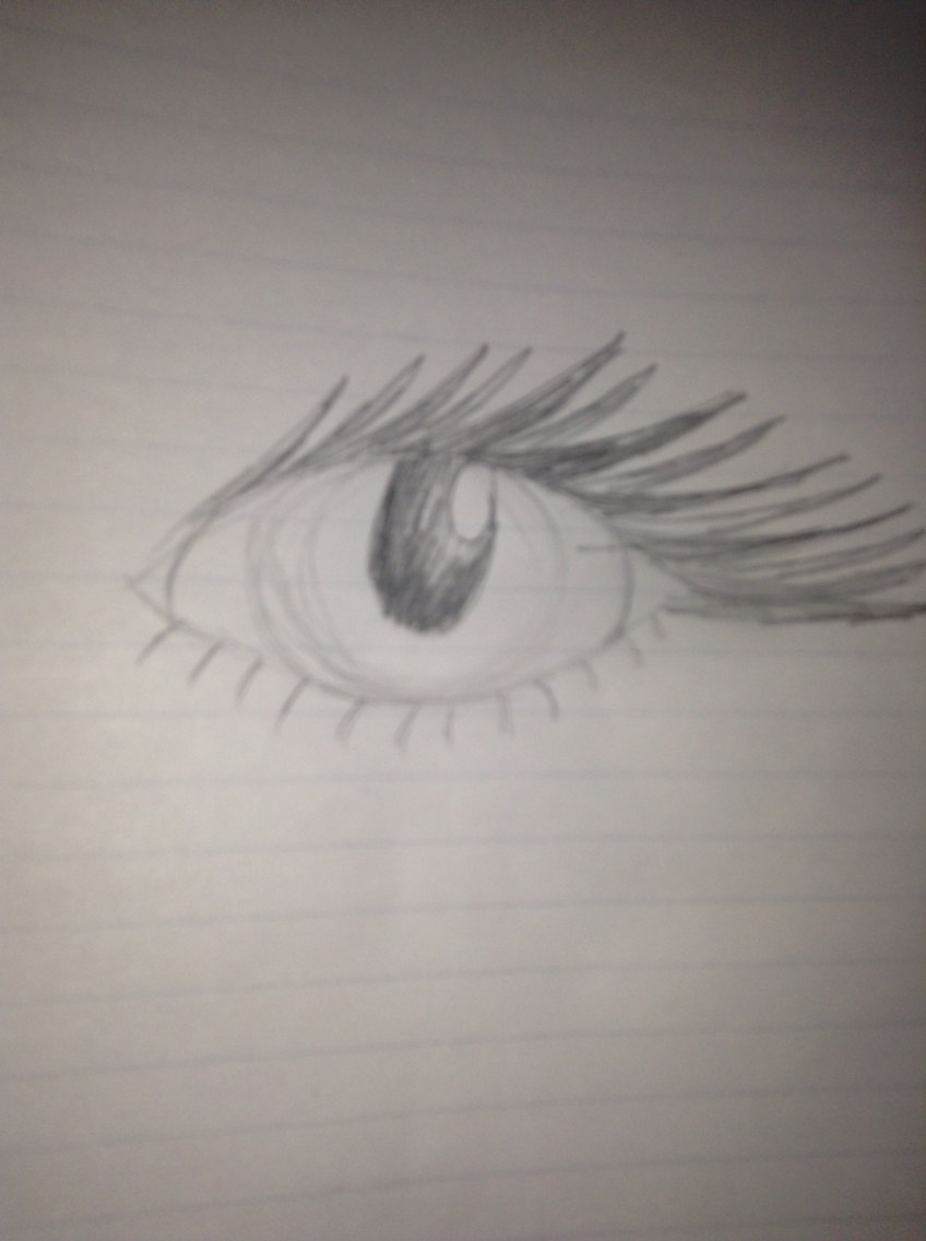 Now you shade in the pupil. Make the part that's farther from the reflection darker than the reflection and pupil around it.