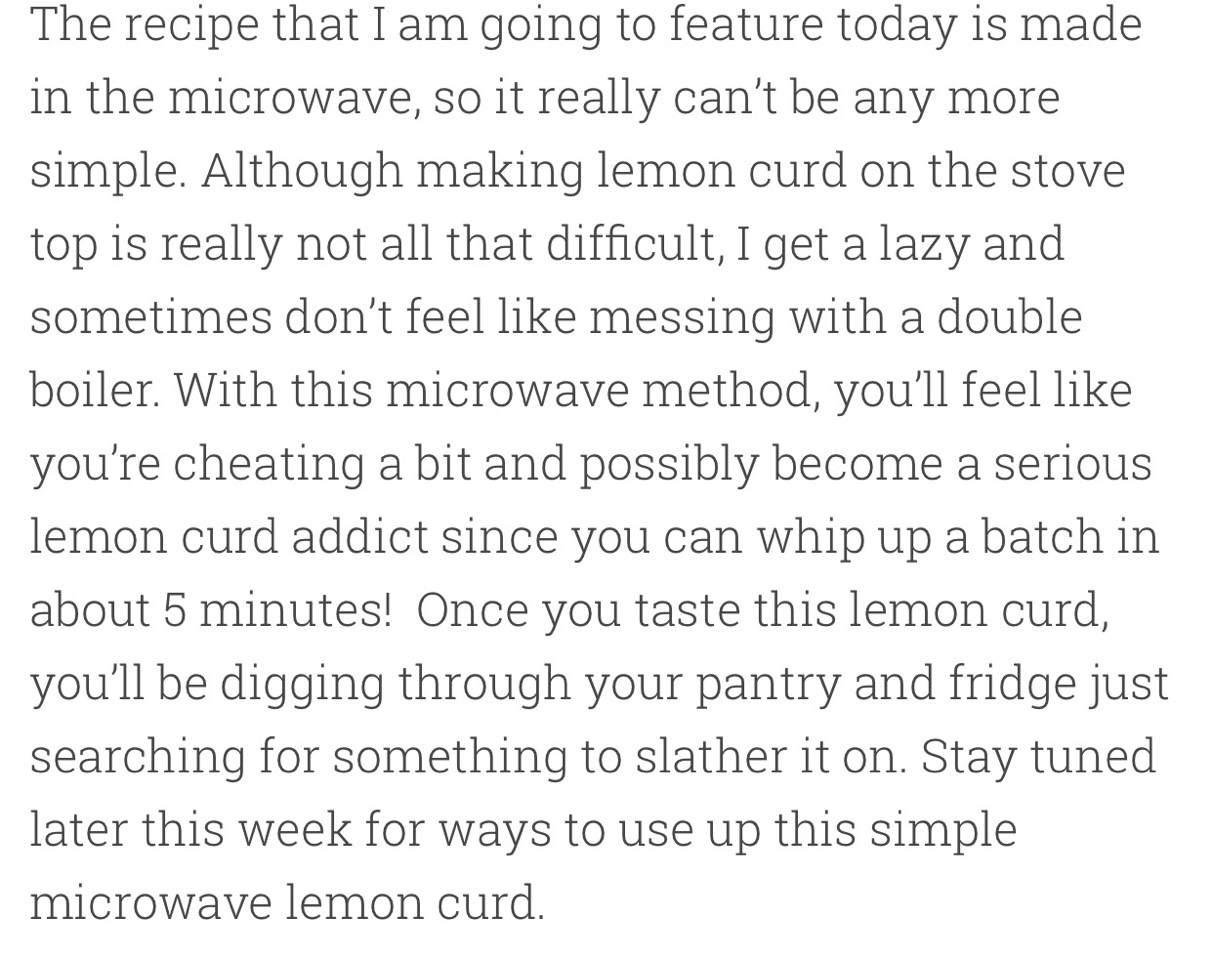 Simple Microwave Lemon Curd Recipe. 😋