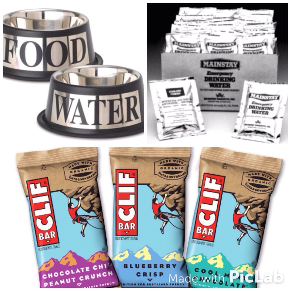 Food and water is also a must need!!!

Food:
Cliff bars
Granola bars
Space/Army meals

Drinks:
Water

Water is key to stay hydrated