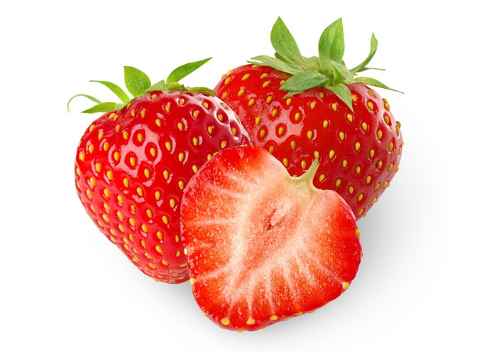 Strawberries... Depending on the size of the glass 1 strawberry should work . If not use more