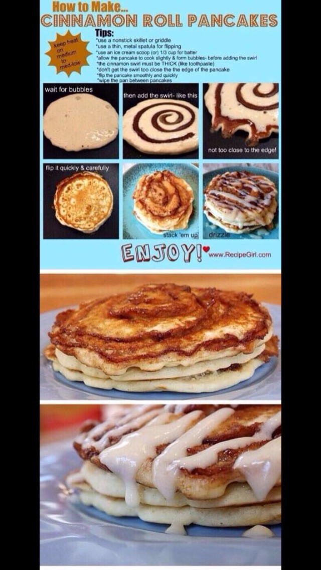Cinnamon roll pancakes. 
