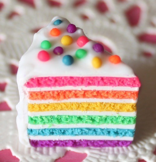 Have a cake made of rainbows and smiles and eat it and be happy!