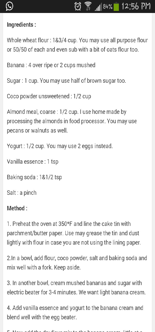 Healthy Banana chocolate Nut Cake - Egg free & Butter free