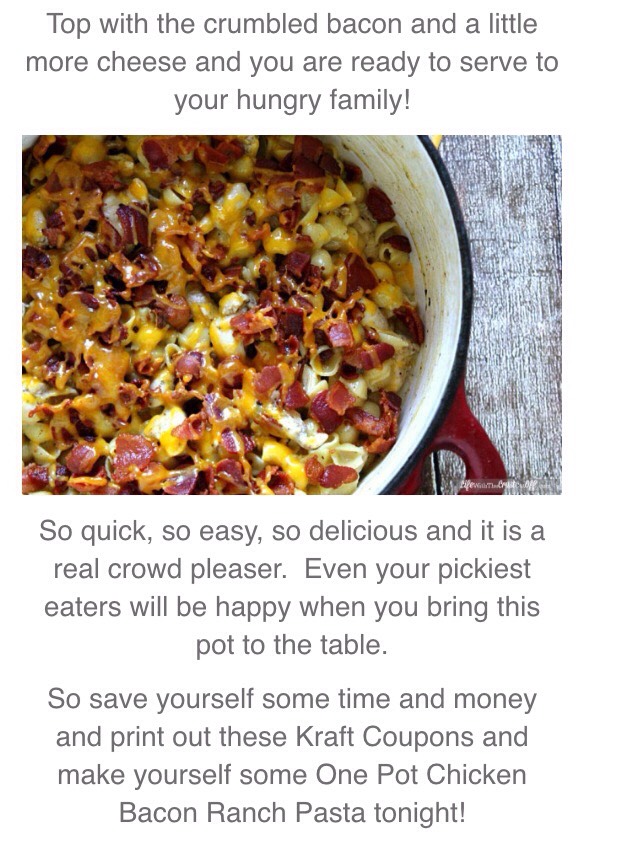 One Pot Chicken Bacon Ranch Pasta