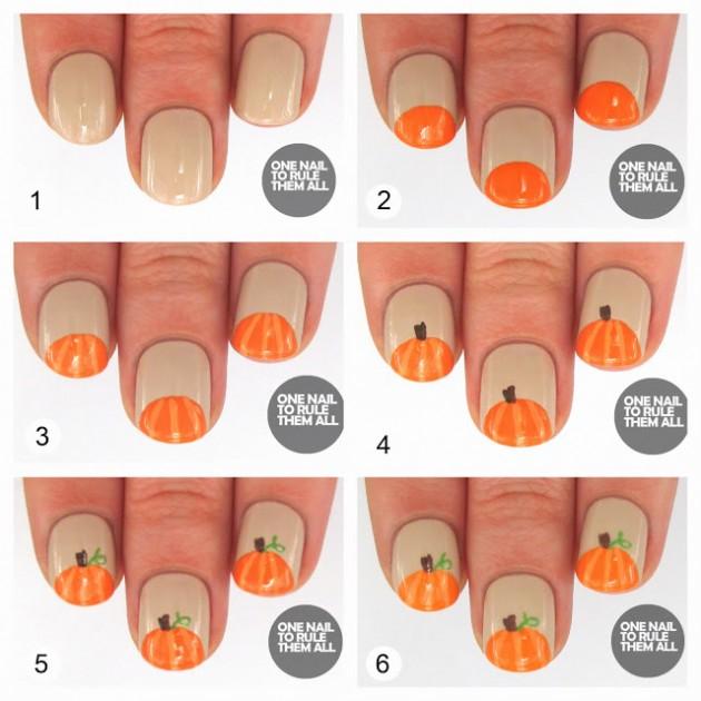 5.Pumpkin Nail Art Tutorial.