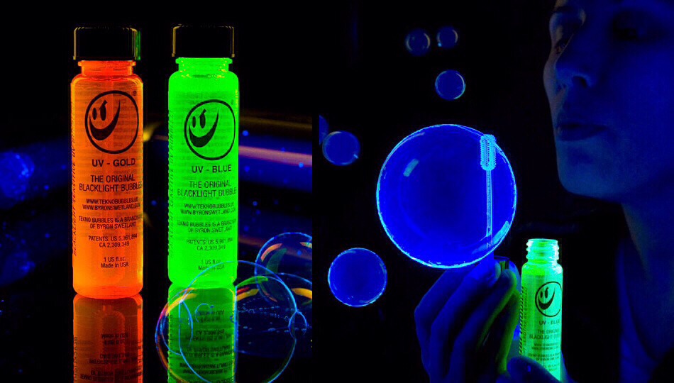 Snap a glow stick like normal and cut the end pour into a bubble mixture......tadaah