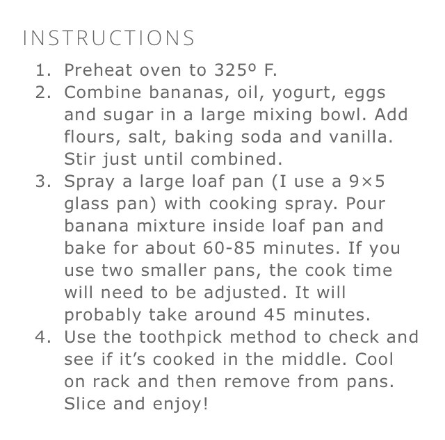 Yummy banana chocolate Chip Bread Recipe (switch the oil with greek yogurt to make more healthy)