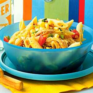 Southwestern Chicken Pasta Salad

Prep Tip: Making stir-fry for dinner and have a half of this and that leftover? We call for green onions, red bell peppers, and tomatoes in this recipe, but any leftover veggies will work here. Use leftover grilled or roasted chicken or buy a rotisserie chicken.