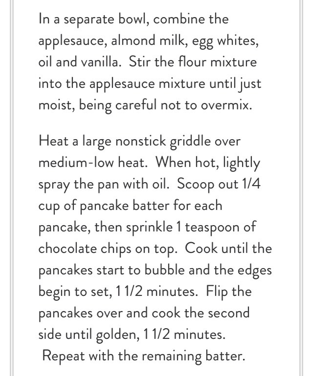 Guilt Free Chocolate Chip Pancakes 