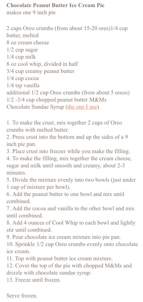✨Chocolate Peanut Butter Ice Cream Pie✨