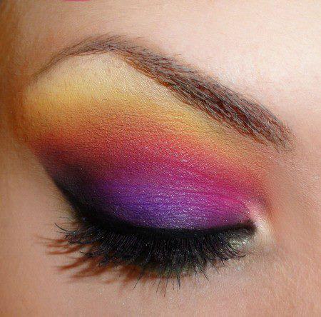 15. The right technique for applying eye shadow is to brush the base colour on the eyes upto the brow bone (lightest color) first, then apply the lid color (the medium color) and lastly the highlighter (the darkest color).
