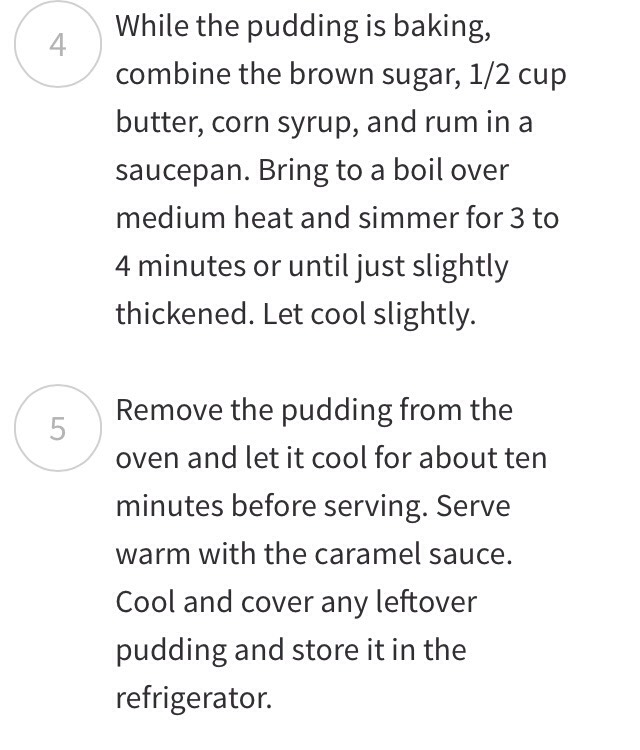 Peachy bread pudding with caramel sauce