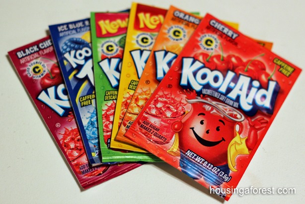 2 packets of kool aid 