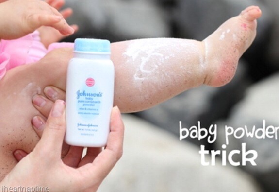 3) use baby powder to remove sand from skin easily!!