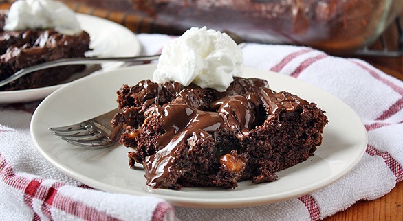 SALTED CARAMEL-CHOCOLATE DUMP CAKE
