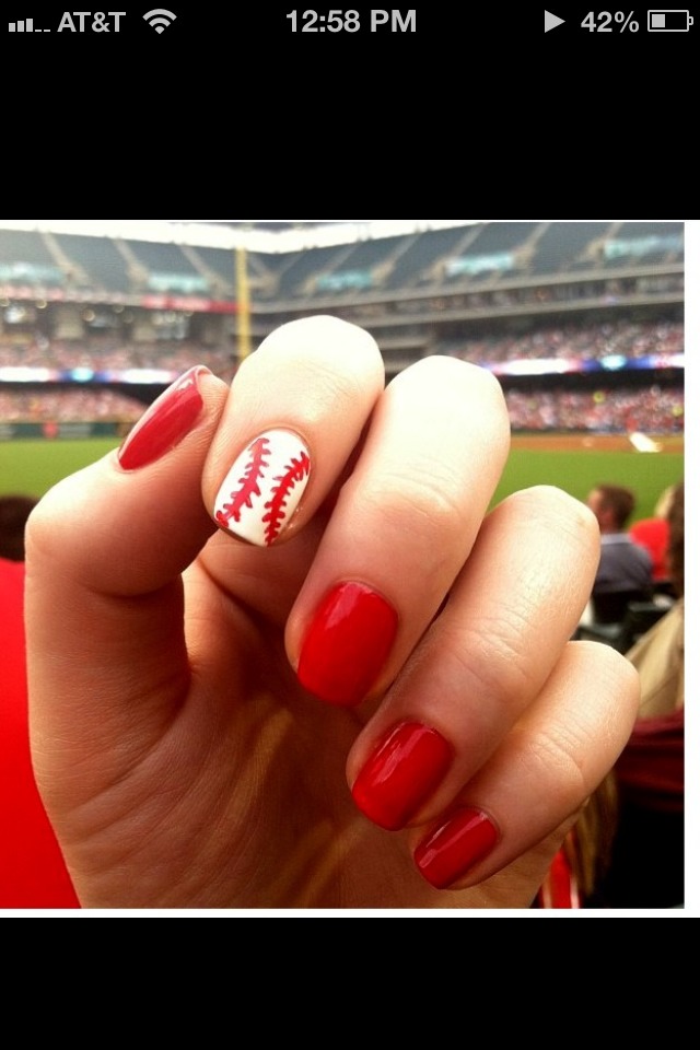 If Your A Fan Of Baseball, These Nails Are For You!
Ps: GO TEXAS RANGERS !! cx  