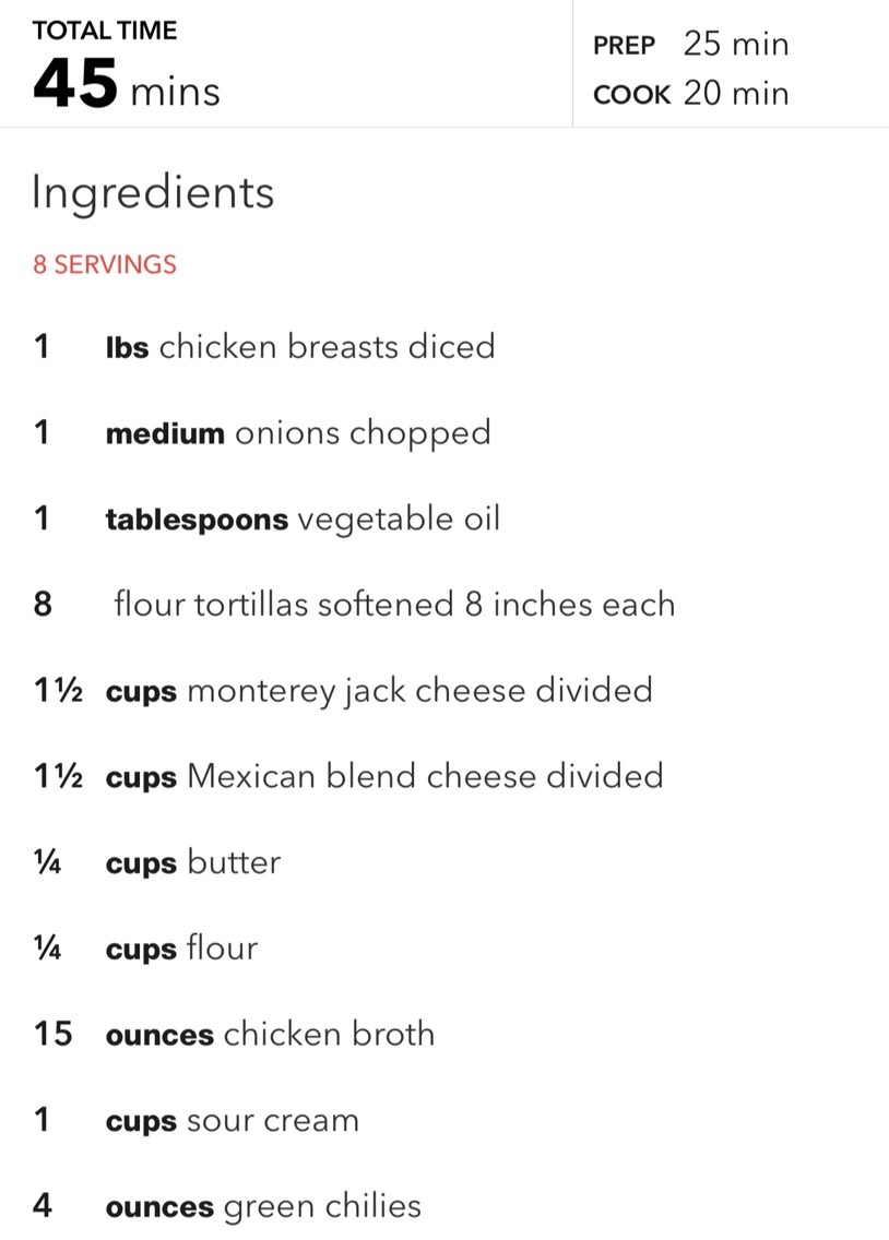 Simply Sour Cream Chicken Enchiladas