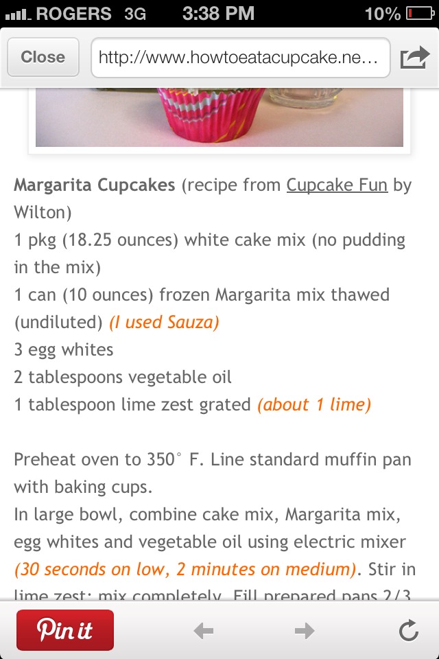 Margarita Cupcake Recipe! Great For Parties!!