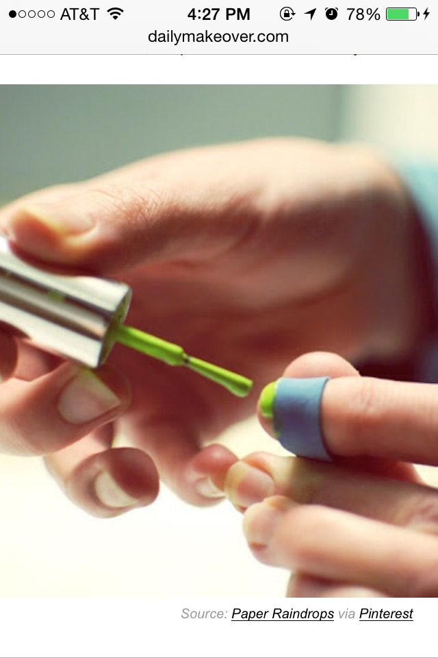 14. For the perfect French manicure, wrap a rubber band around your nail as a guide.