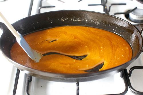  Do your best to keep them stirred together but know that it will all work out in the end even if it’s split.

If you’re using a saucepan, your caramel is done when it reaches a copper color.