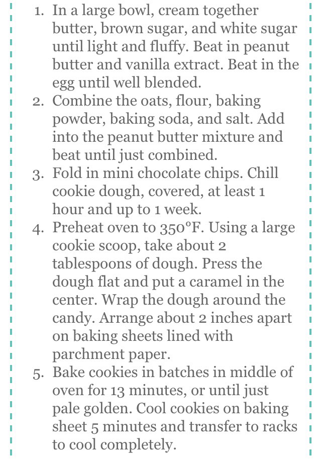 Peanut Butter Chocolate Chip Carmel Filled Cookies 